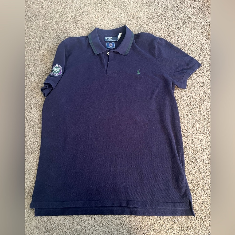 Polo by Ralph Lauren Men's Dark Blue Polo Shirt with Wimbledon Logo